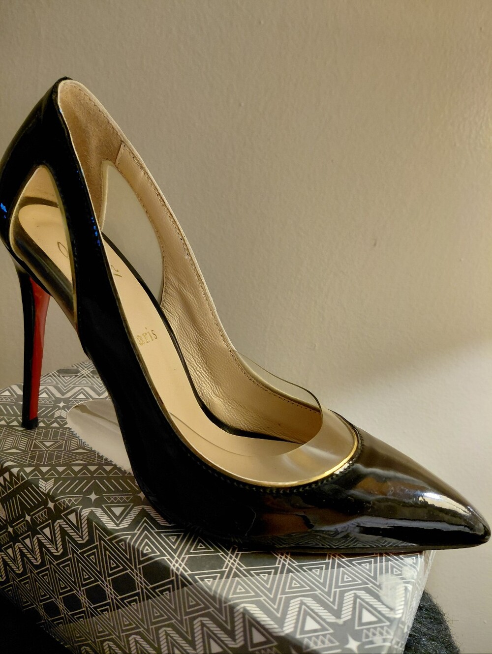 Christian Louboutin Black Cosmo  Patent Leather Heels Size 37